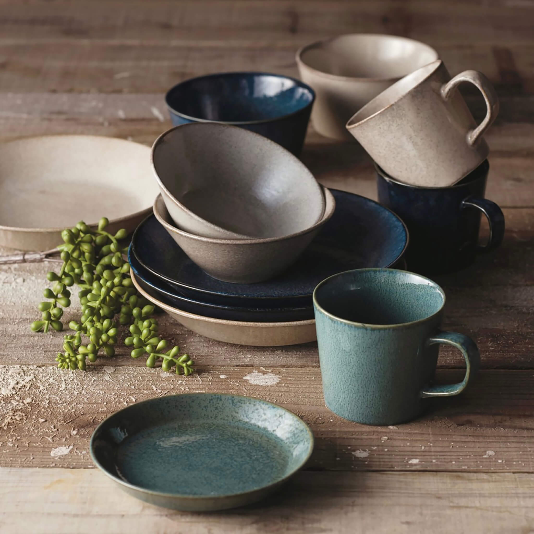 【6枚セット】    ビンテージ皿　英国製 伊万里 染付 山水文 大角皿（江戸幕末期）｜30cm×30cm 高さ5cm | 古