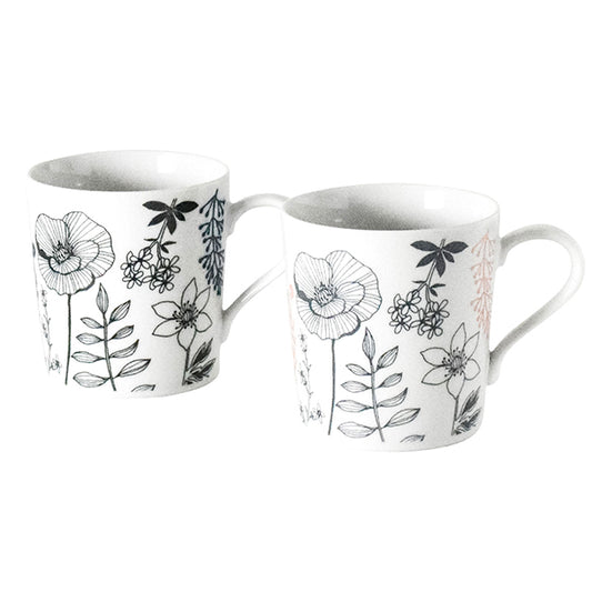 フラワーパターン ペアギフト マグカップ 2点セット 340ml