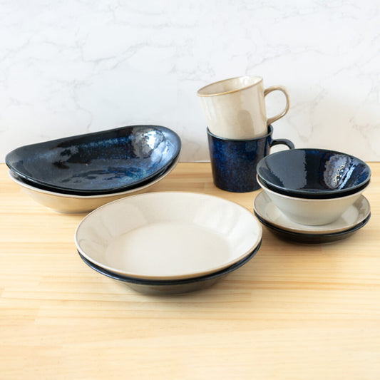 ナチュラルカラー 食器セット 二人暮らし 10点セット グレー / ネイビー