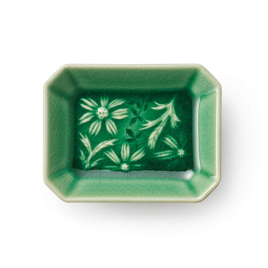 マーガリート  角小皿  9cm 緑